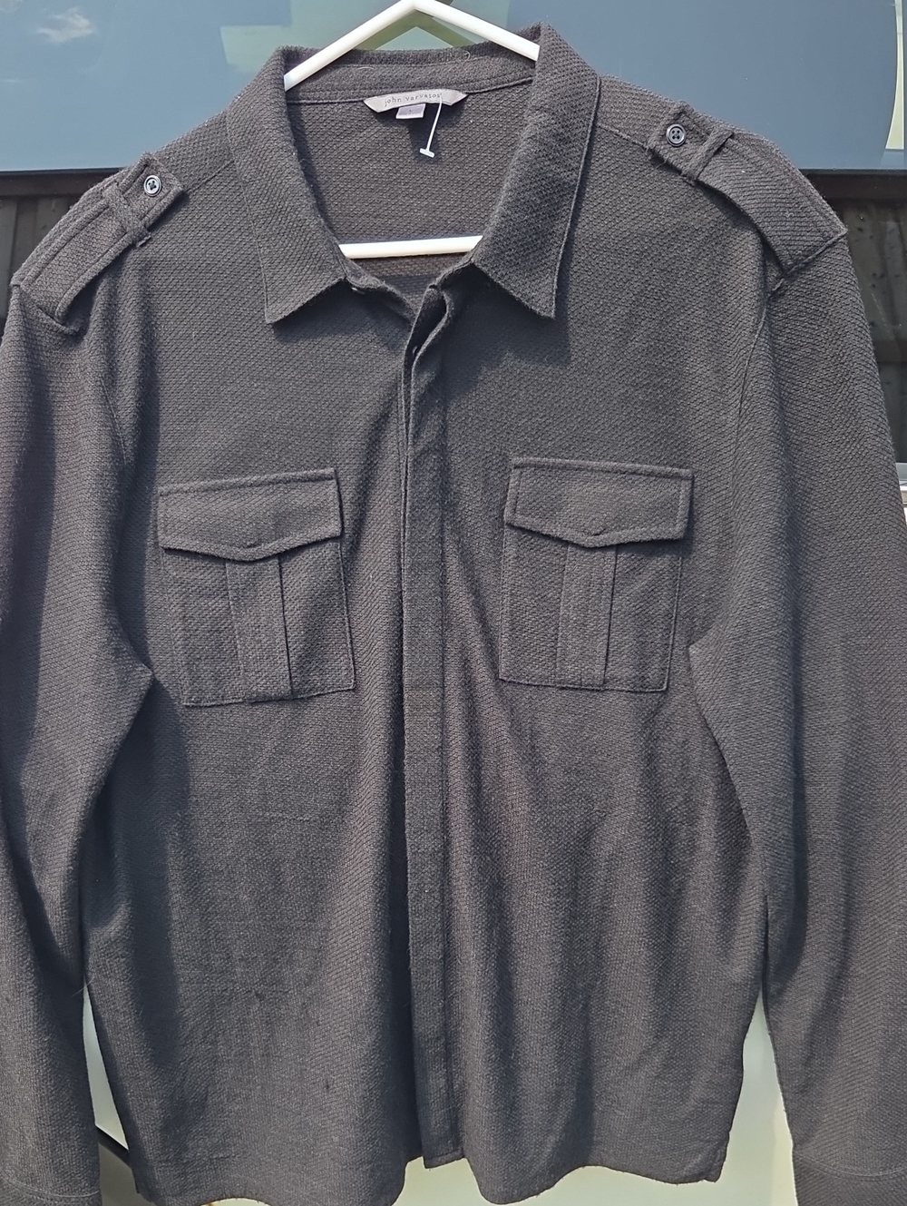 John Varvatos Charcoal Military Knit Jacket